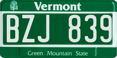 VT license plate BZJ839