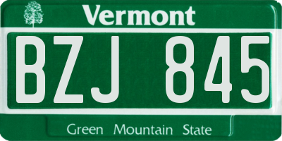 VT license plate BZJ845