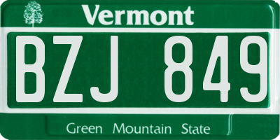 VT license plate BZJ849