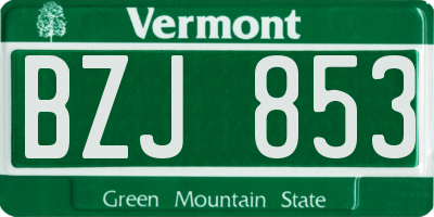 VT license plate BZJ853
