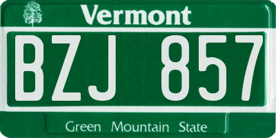 VT license plate BZJ857