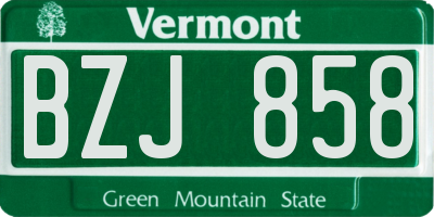 VT license plate BZJ858