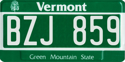 VT license plate BZJ859