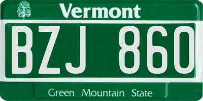 VT license plate BZJ860