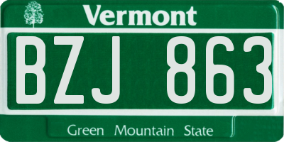 VT license plate BZJ863