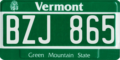 VT license plate BZJ865