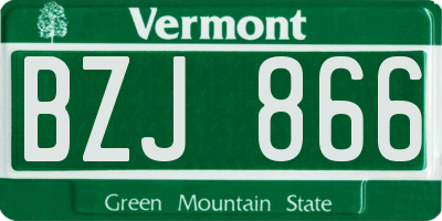 VT license plate BZJ866