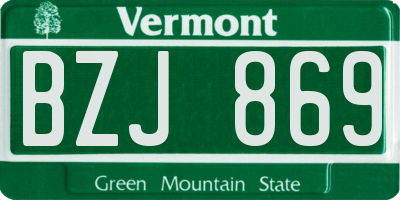 VT license plate BZJ869