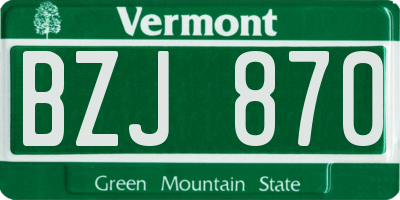 VT license plate BZJ870