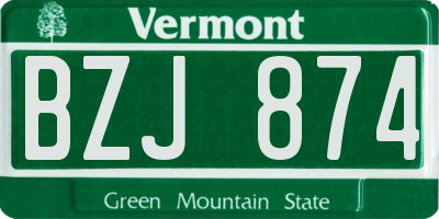 VT license plate BZJ874