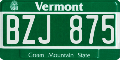 VT license plate BZJ875