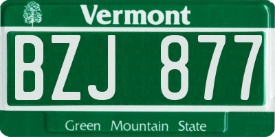 VT license plate BZJ877