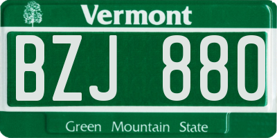 VT license plate BZJ880