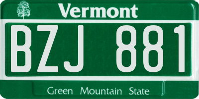VT license plate BZJ881