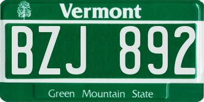 VT license plate BZJ892