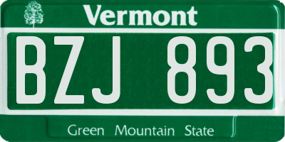VT license plate BZJ893