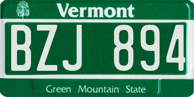 VT license plate BZJ894
