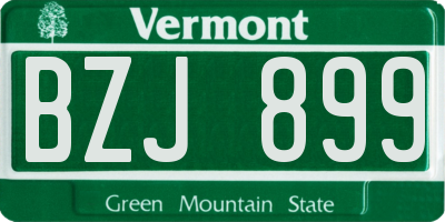 VT license plate BZJ899