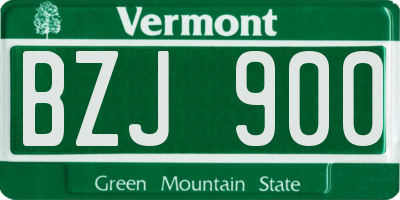 VT license plate BZJ900