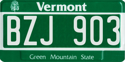VT license plate BZJ903
