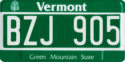 VT license plate BZJ905