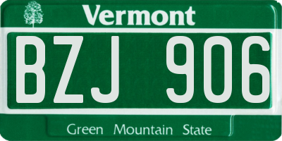 VT license plate BZJ906