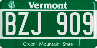 VT license plate BZJ909