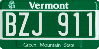 VT license plate BZJ911