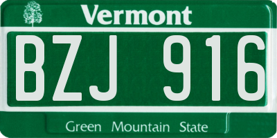 VT license plate BZJ916
