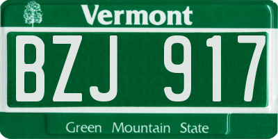 VT license plate BZJ917