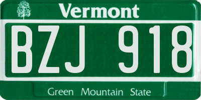 VT license plate BZJ918