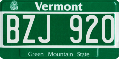 VT license plate BZJ920