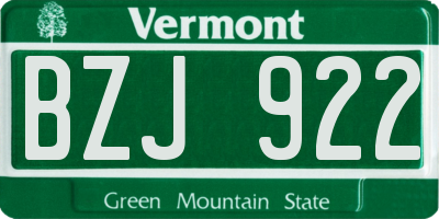 VT license plate BZJ922