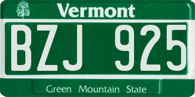 VT license plate BZJ925