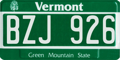 VT license plate BZJ926