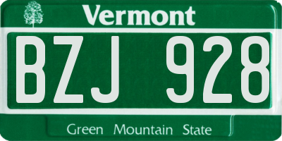 VT license plate BZJ928