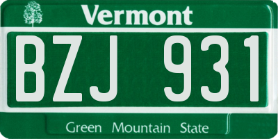 VT license plate BZJ931