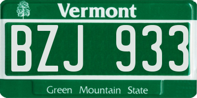VT license plate BZJ933