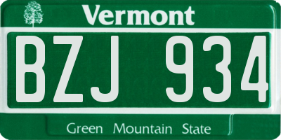 VT license plate BZJ934