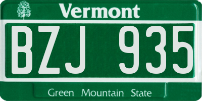 VT license plate BZJ935