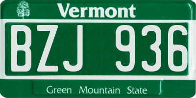 VT license plate BZJ936