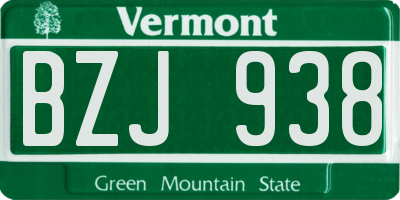 VT license plate BZJ938