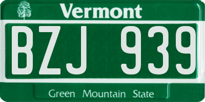VT license plate BZJ939