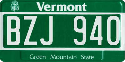VT license plate BZJ940