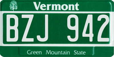 VT license plate BZJ942