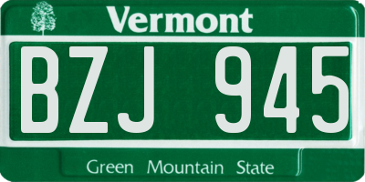 VT license plate BZJ945