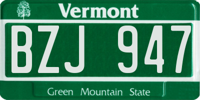 VT license plate BZJ947