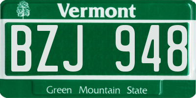 VT license plate BZJ948