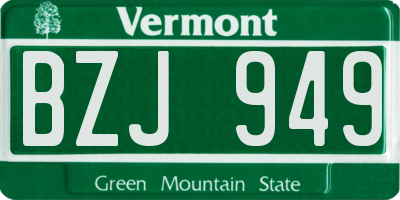 VT license plate BZJ949