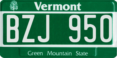 VT license plate BZJ950